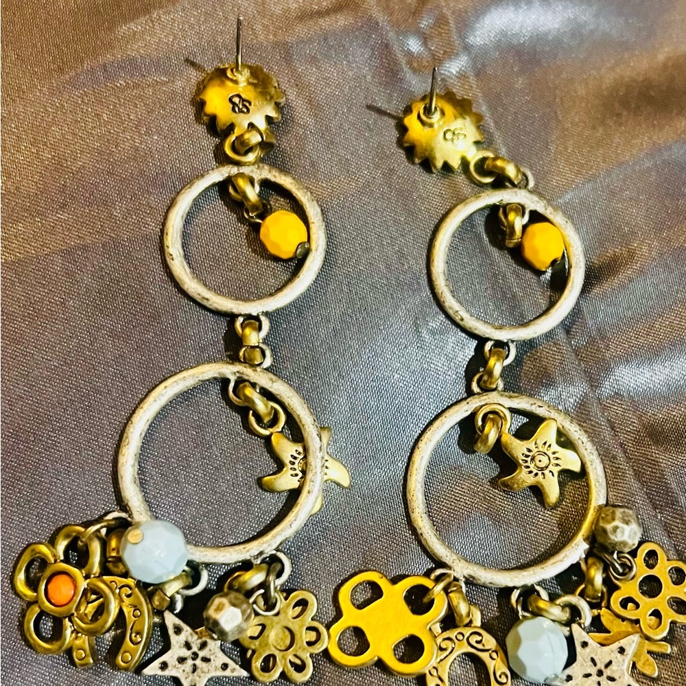 Lucky Brand Gold and Yellow Charm Earrings